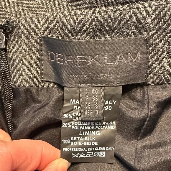 Derek Lam Gray Herringbone Wool Pencil Skirt silk lined. - Picture 3 of 9